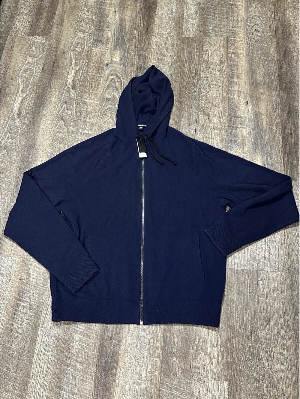 NWT James Perse Men’s Blue Baby Cashmere Knit Full Zip Hoodie XL Size 4